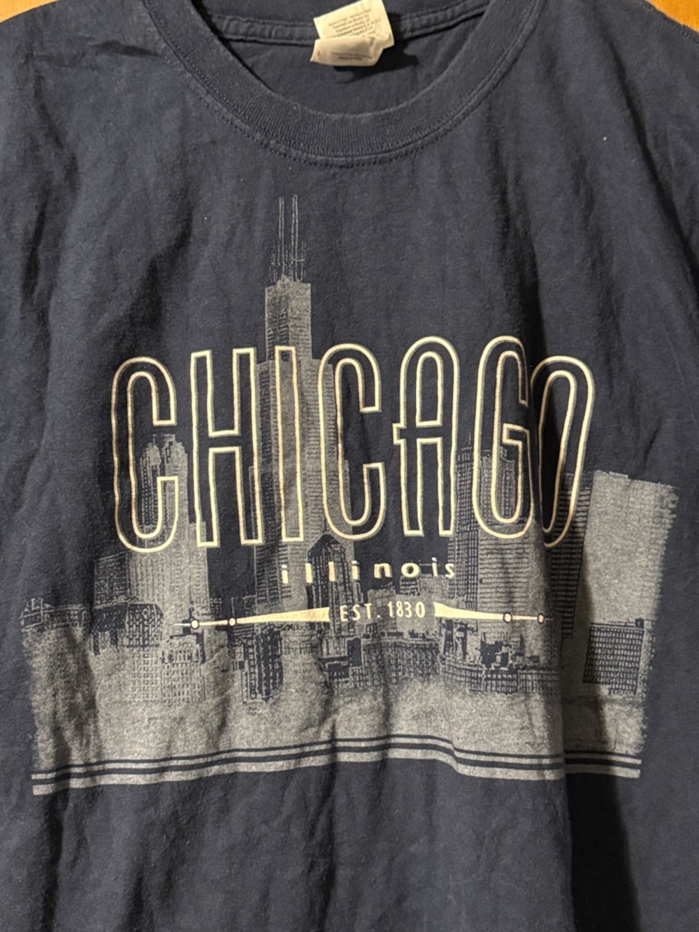 Chicago Graphic Tee - Navy with White Print Men’s Large